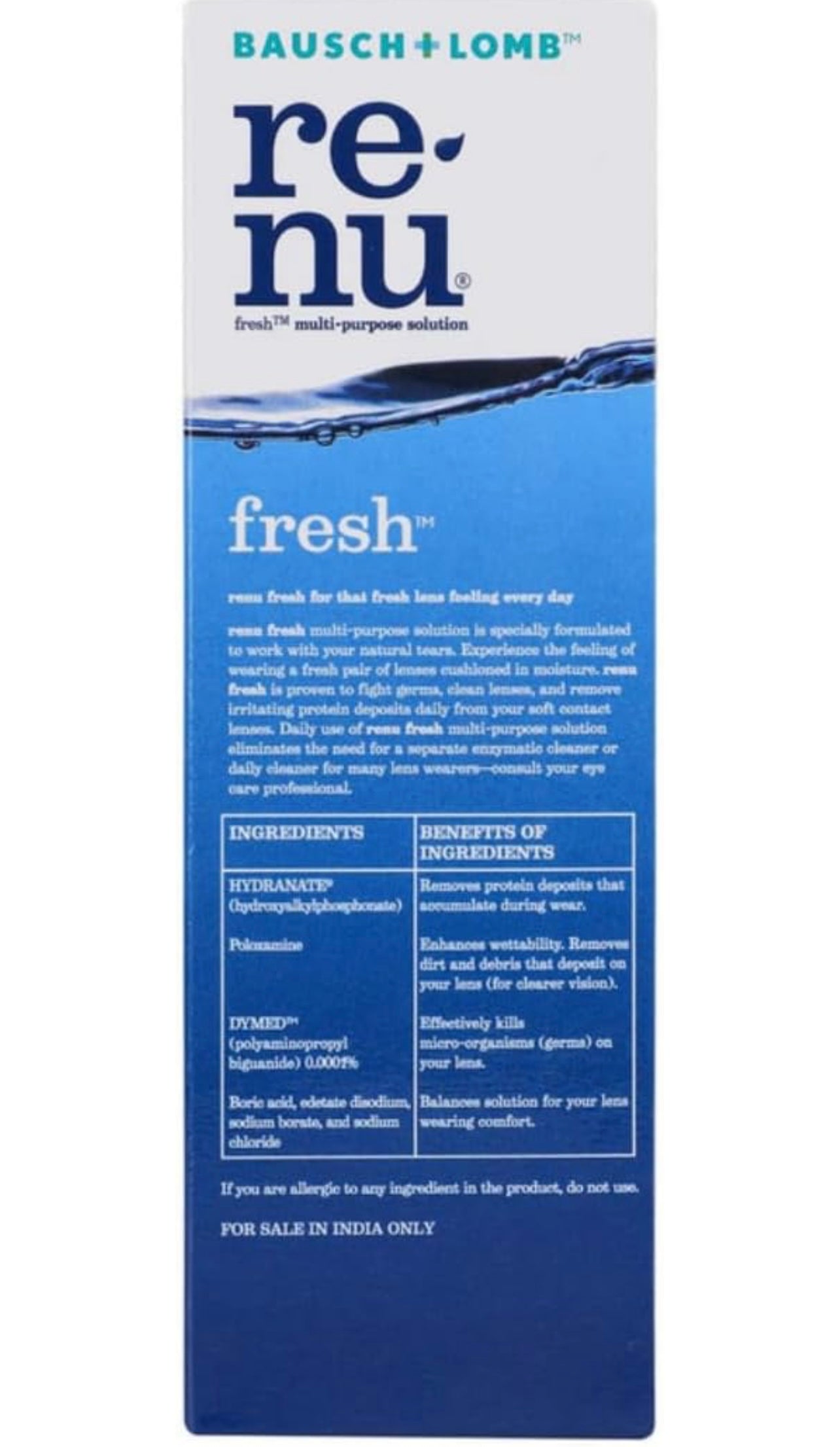 Bausch & Lomb Renu Fresh Contact Lens Solution 120ml